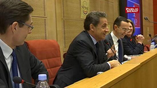 Nicolas Sarkozy en visite au groupe UMP du Senat